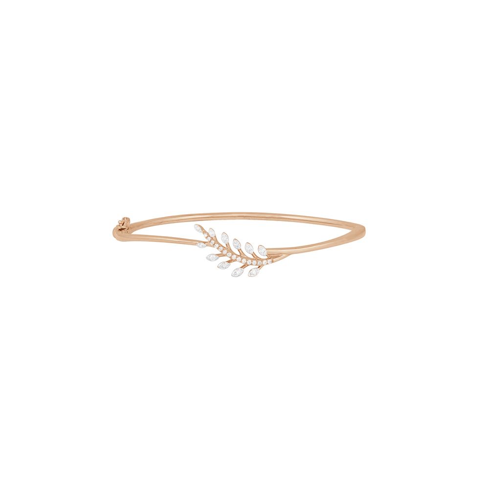 Rose Gold Diamond-Leaf Bangle