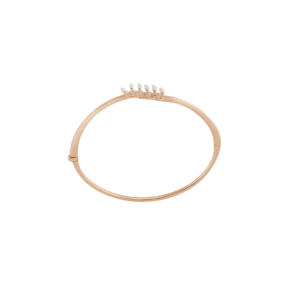 Rose Gold Diamond-Leaf Bangle