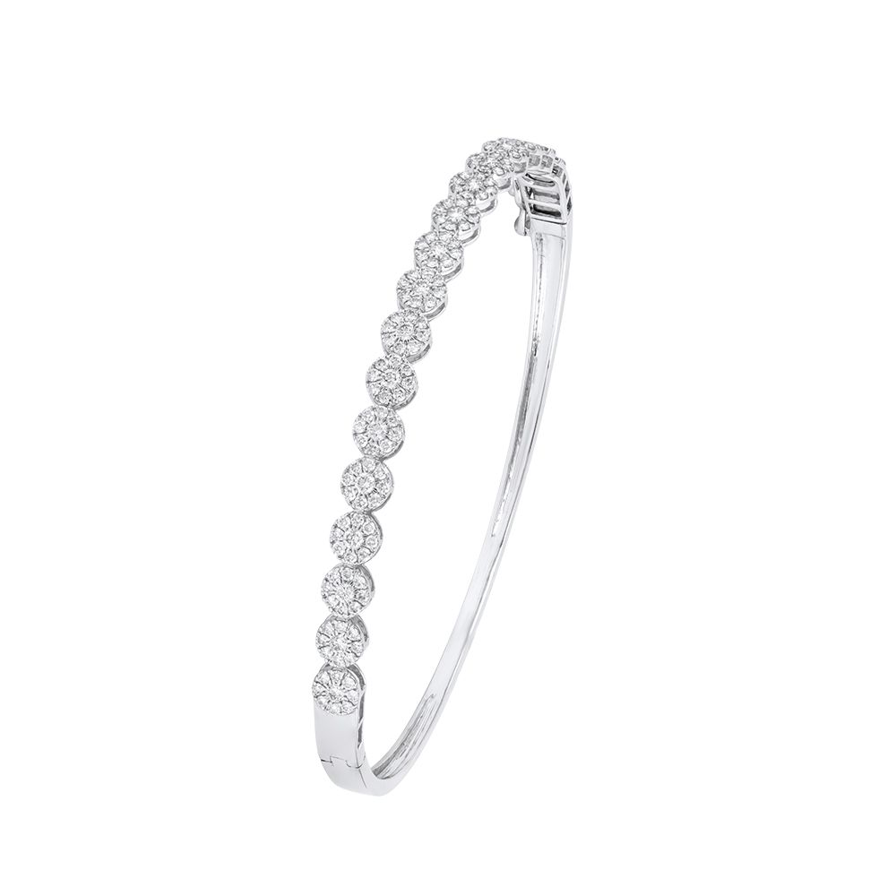 White Gold Cluster Diamond Bangle