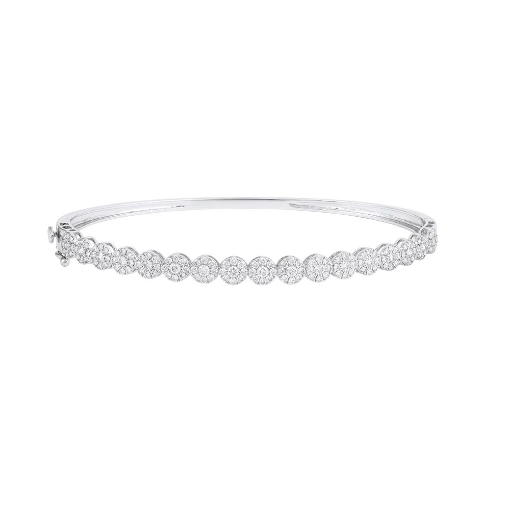 White Gold Cluster Diamond Bangle