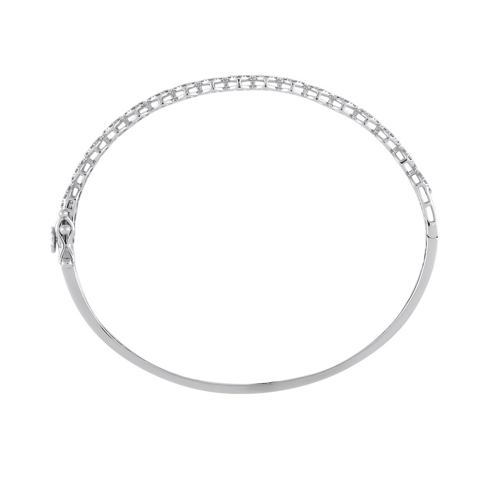 White Gold Cluster Diamond Bangle