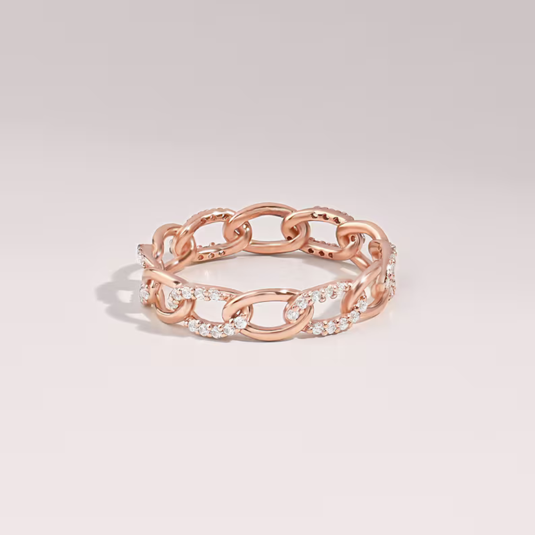 Diamond Chain Rings for Women 14K Gold Eternity Band