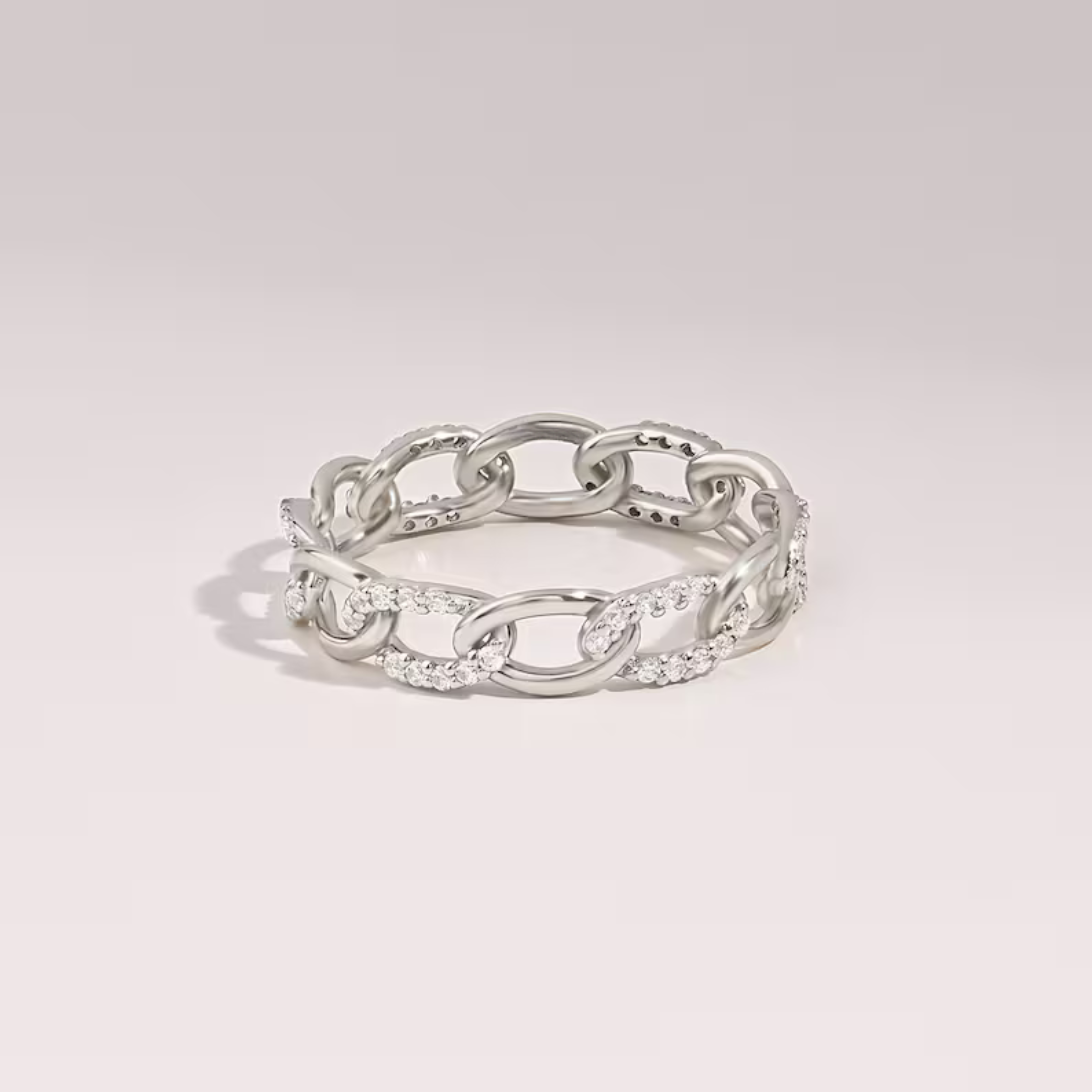 Diamond Chain Rings for Women 14K Gold Eternity Band