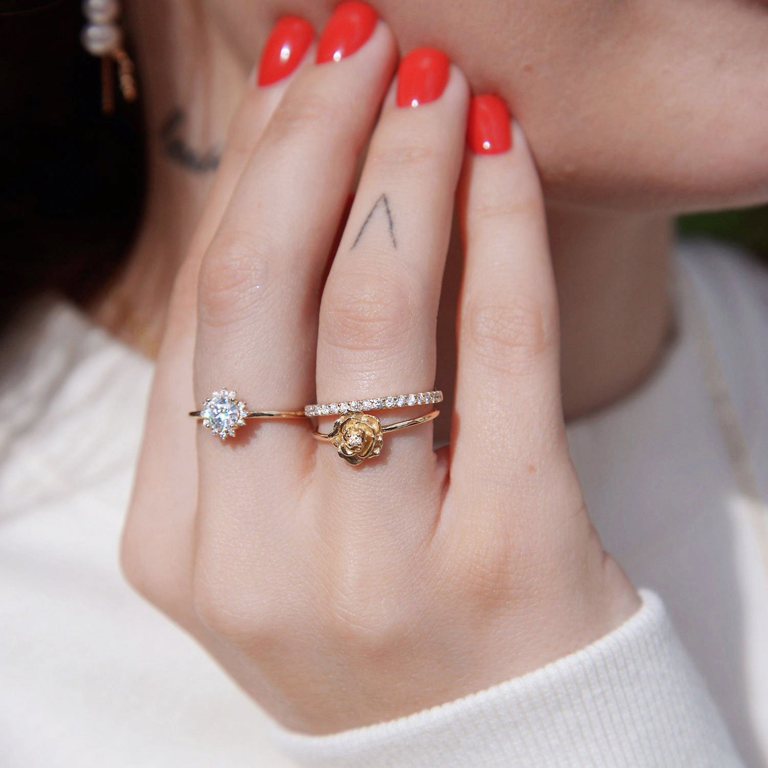 Diamond Pistil Rose Ring