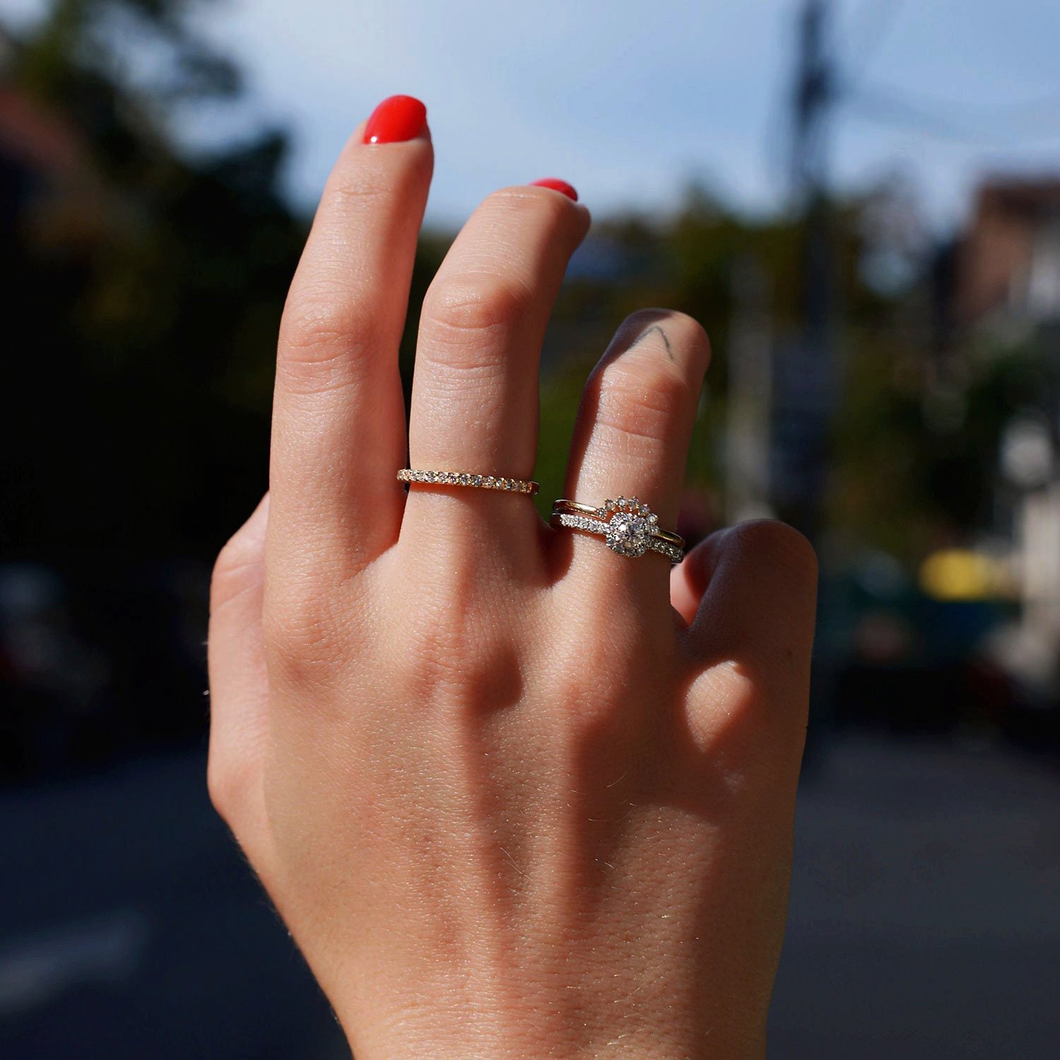 The Serene Vow Diamond Halo Engagement Ring, Round Brilliant