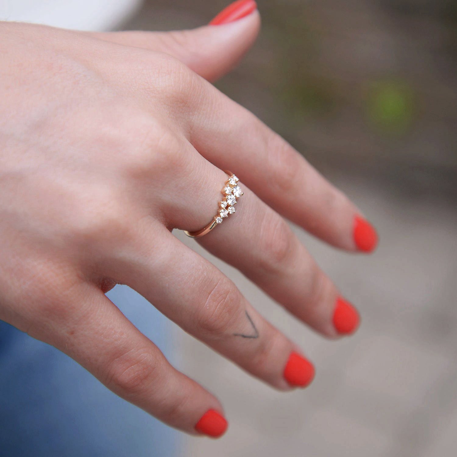 9-Stone Cluster Ring, Lab Grown Diamonds