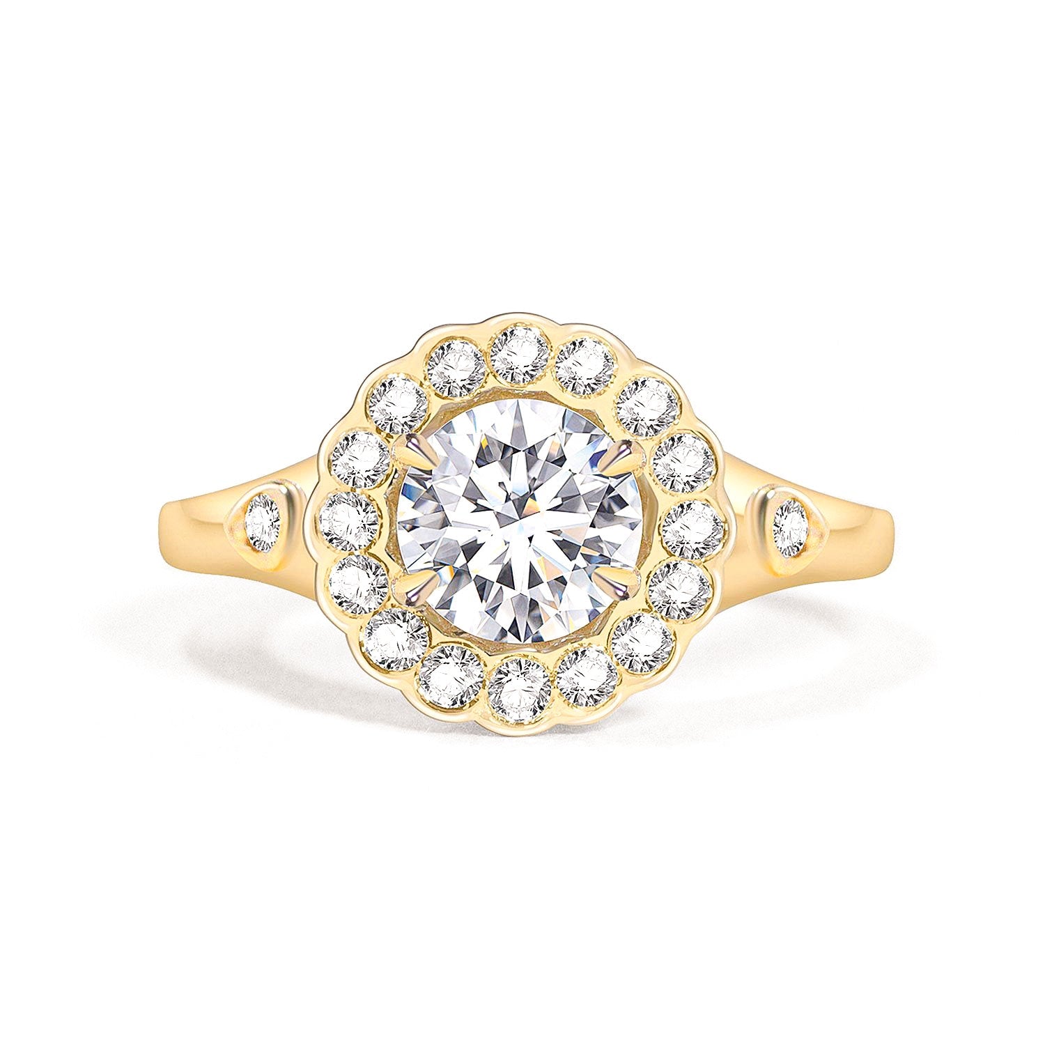 Radiant Daisy Halo Engagement Ring