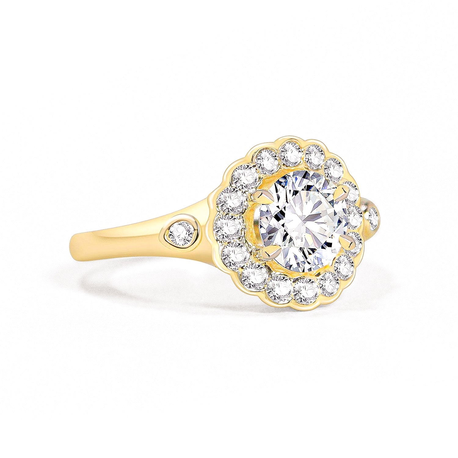 Radiant Daisy Halo Engagement Ring