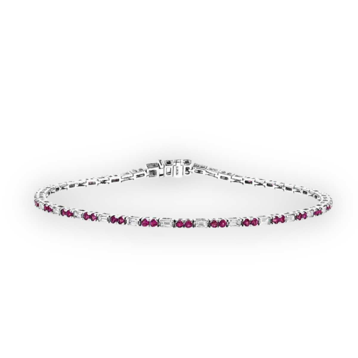 Elegant White Gold Ruby & Diamond Tennis Bracelet