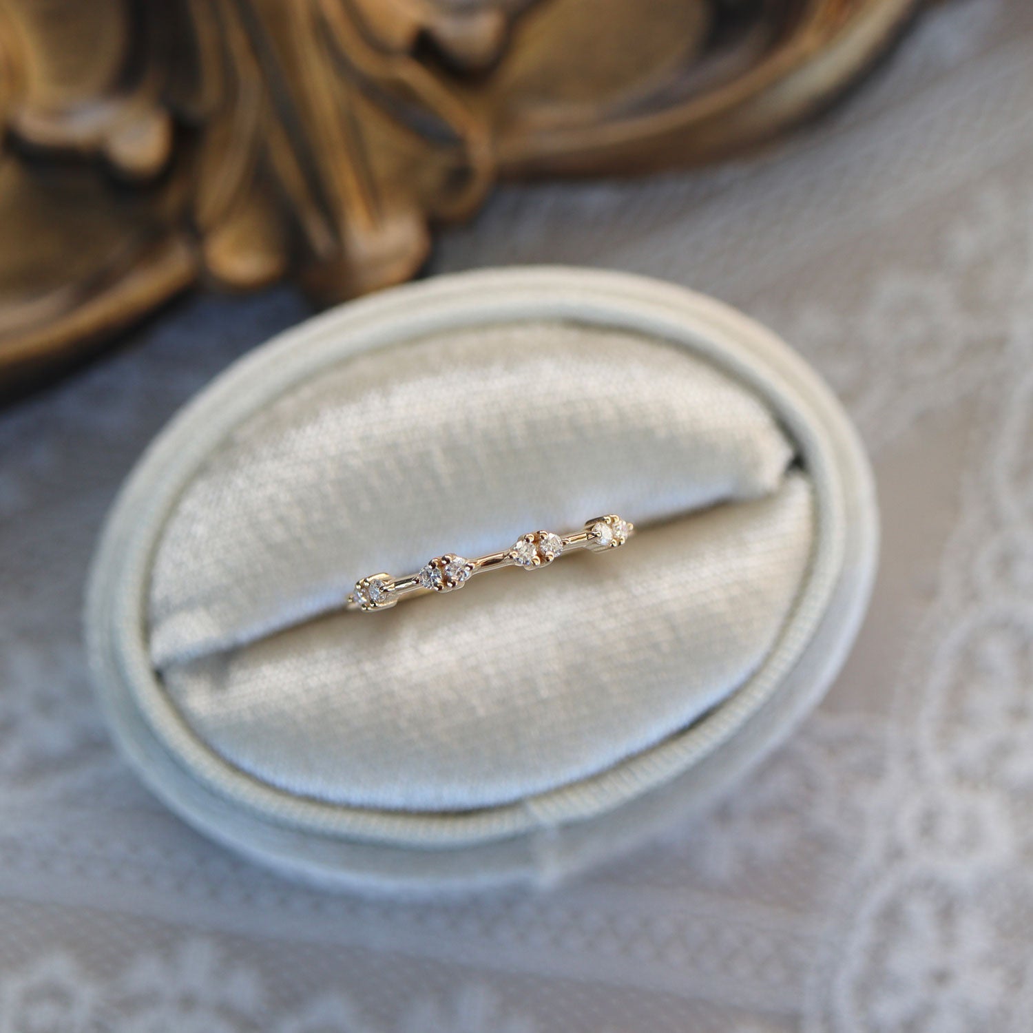 Curved Twin Floating Star Half Eternity Ring