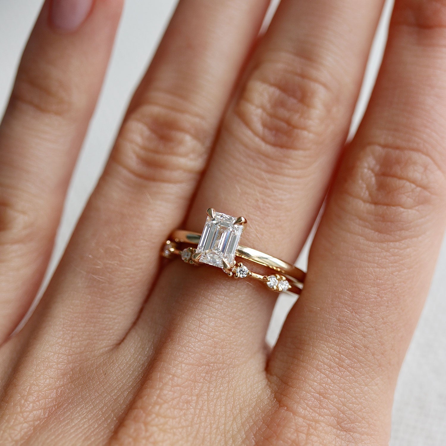 Vera Emerald Cut Solitaire Engagement Ring, Moissanite/Lab Grown Diamond