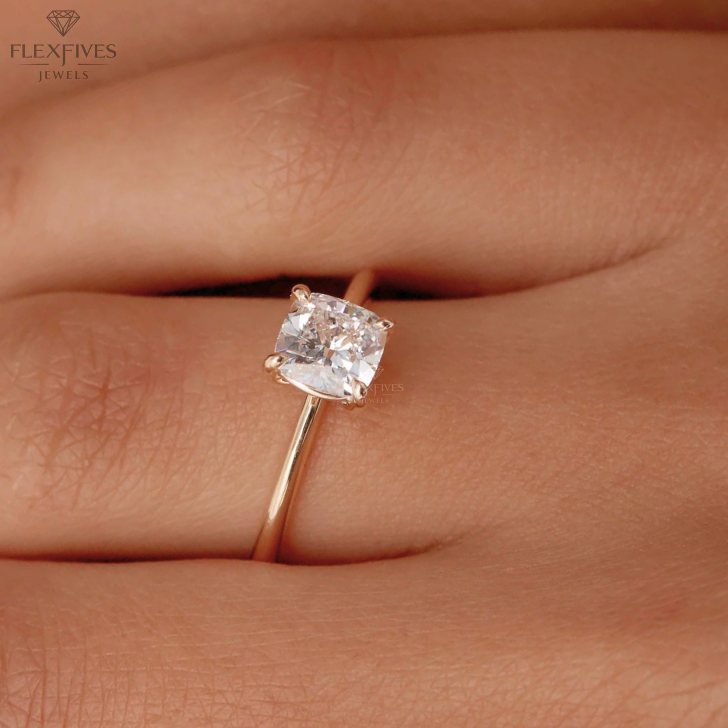 Cushion Cut 1.50 ct Moissanite diamond Engagement Ring, Cushion Cut Ring,Gold Bridal Ring, Diamond Promise Ring,Anniversary Ring (GOLD RING)