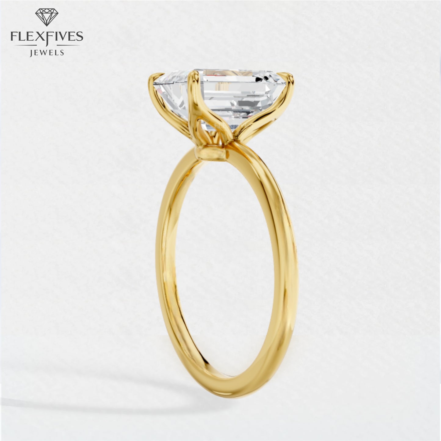 Emerald Cut Moissanite Diamond Ring | VVS Clarity | 1.5 Carat Approx | 4 Prong Setting | White, Rose & Yellow Gold | Custom Engagement Ring