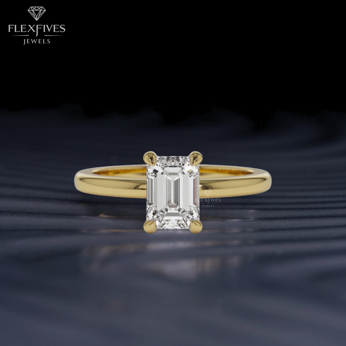 Emerald Cut Engagement Ring, 1.50 ctw 14k Gold Four Prong Setting Emerald Cut Moissanite  Diamond Engagement Ring, Solitaire, Esther