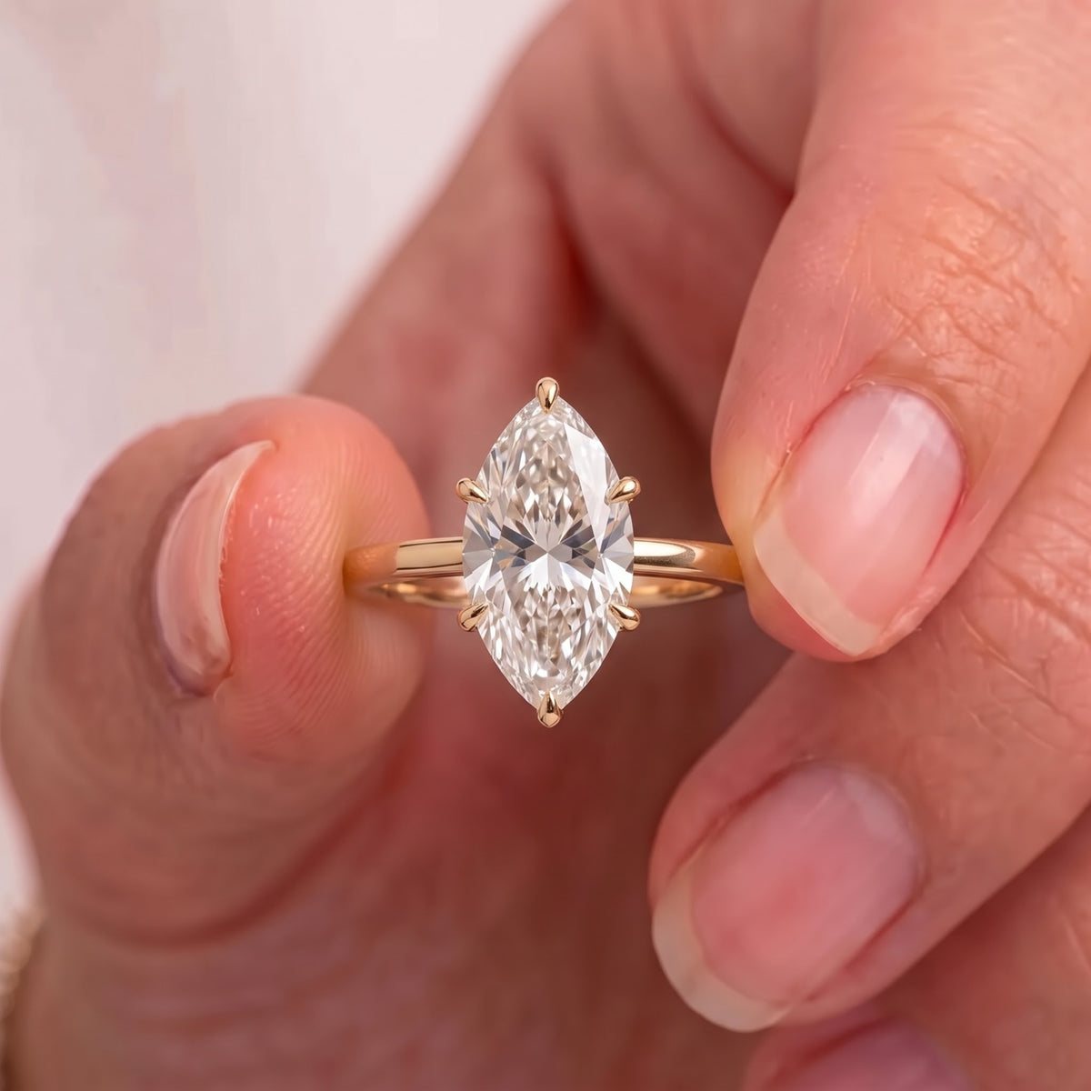2 Ct - 3 Ct Marquise Ring with Hidden Halo | 14 KT Gold Solitaire Engagement Ring