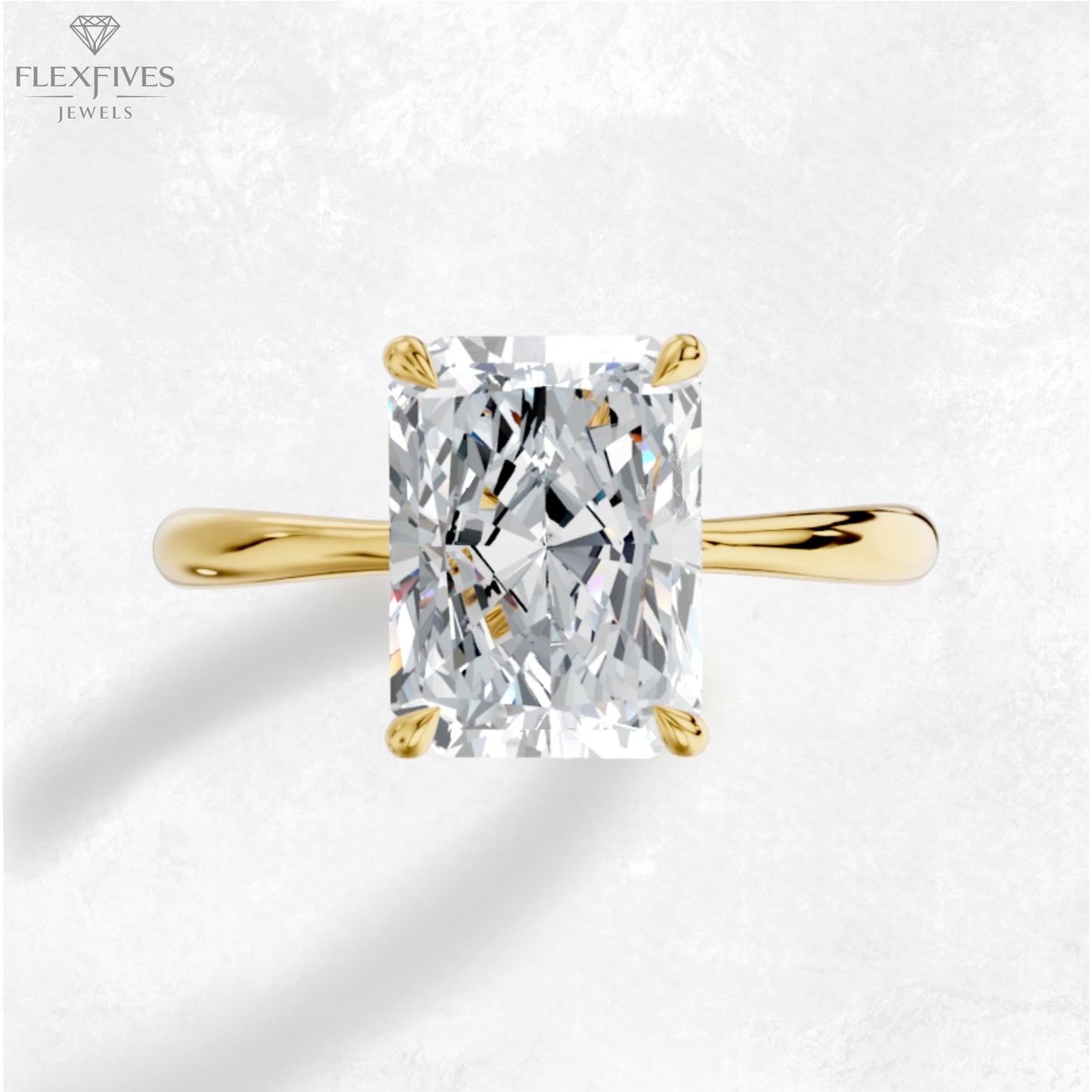 Radiant Cut Solitaire Moissanite Ring | 1.5 CT Approx | Solid Gold | Yellow, White, Rose Gold | Ethical Engagement Ring