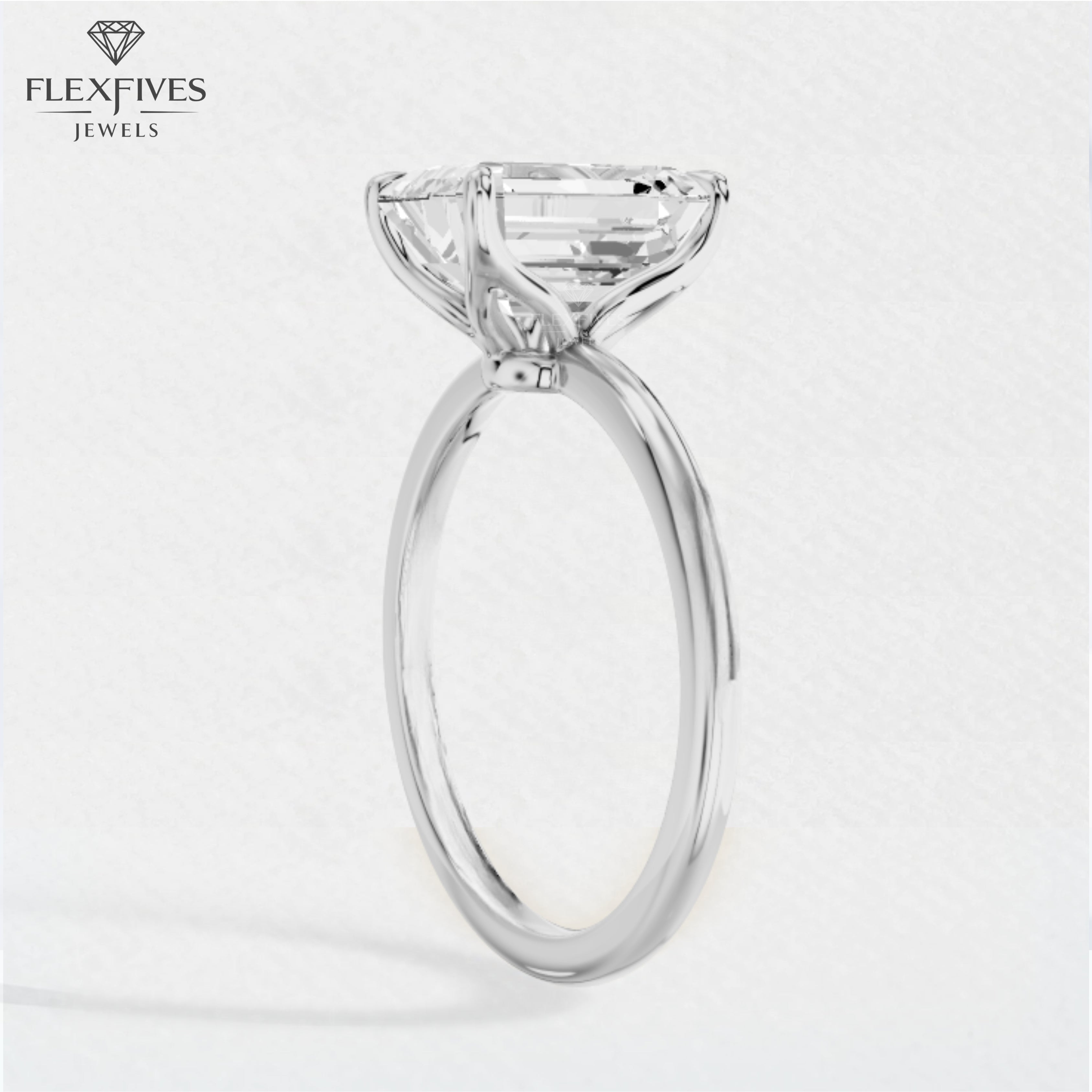 Emerald Cut Moissanite Diamond Ring | VVS Clarity | 1.5 Carat Approx | 4 Prong Setting | White, Rose & Yellow Gold | Custom Engagement Ring