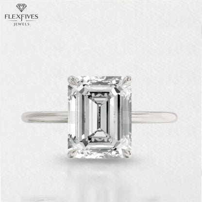 Emerald Cut Moissanite Diamond Ring | VVS Clarity | 1.5 Carat Approx | 4 Prong Setting | White, Rose & Yellow Gold | Custom Engagement Ring