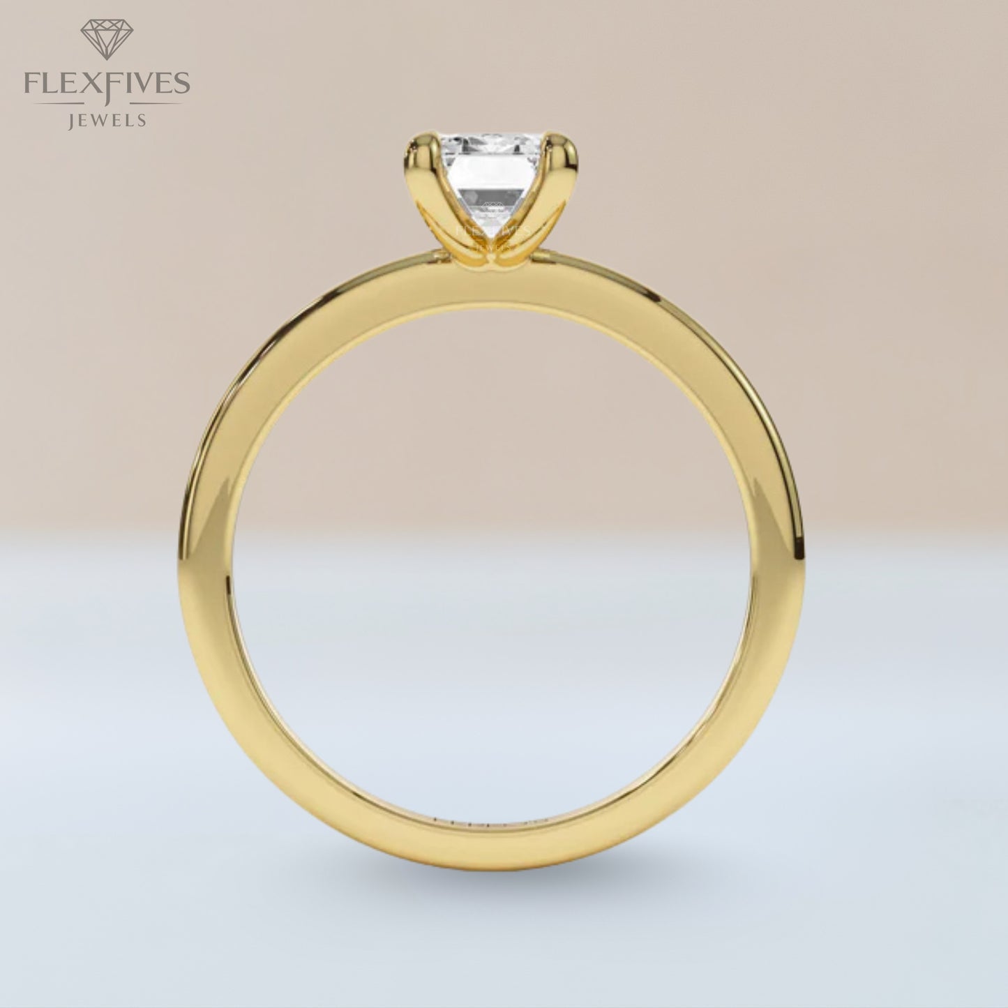 Emerald Cut Engagement Ring, 1.50 ctw 14k Gold Four Prong Setting Emerald Cut Moissanite  Diamond Engagement Ring, Solitaire, Esther