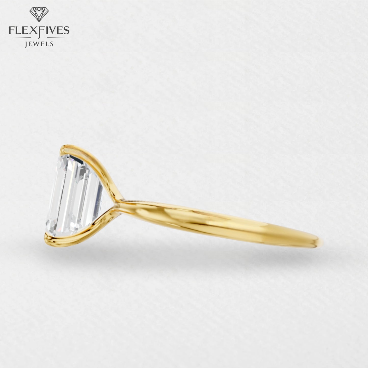 Emerald Cut Moissanite Diamond Ring | VVS Clarity | 1.5 Carat Approx | 4 Prong Setting | White, Rose & Yellow Gold | Custom Engagement Ring