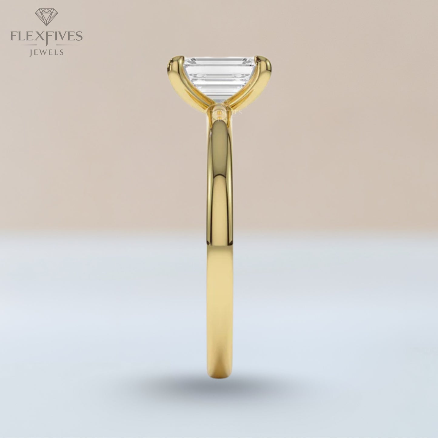 Emerald Cut Engagement Ring, 1.50 ctw 14k Gold Four Prong Setting Emerald Cut Moissanite  Diamond Engagement Ring, Solitaire, Esther