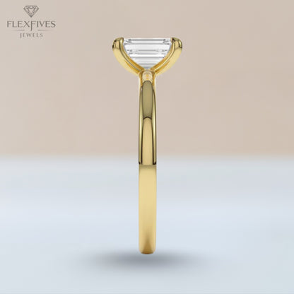 Emerald Cut Engagement Ring, 1.50 ctw 14k Gold Four Prong Setting Emerald Cut Moissanite  Diamond Engagement Ring, Solitaire, Esther