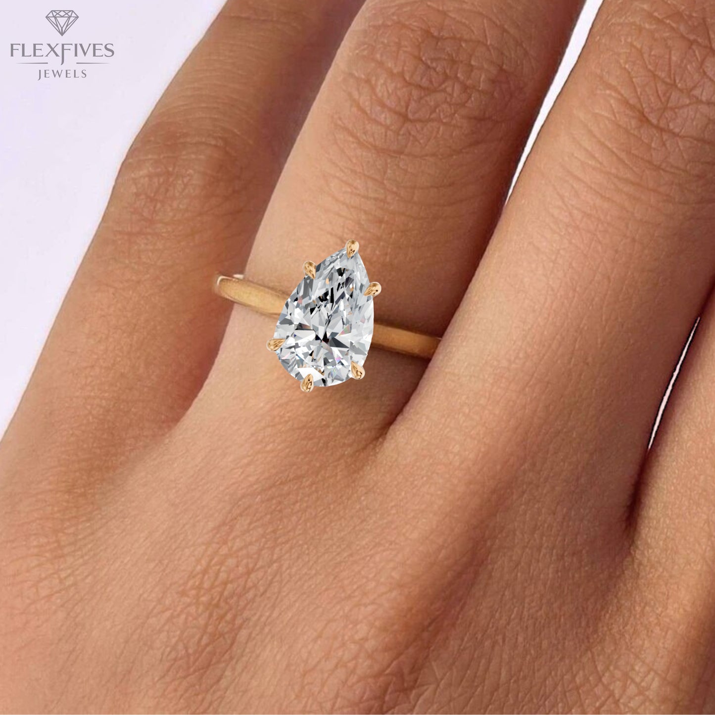 Pear Cut Moissanite Engagement Ring – 14K Solid Gold Solitaire Ring – Dainty Wedding Ring for Her Classic Bridal Jewelry, proposal Ring