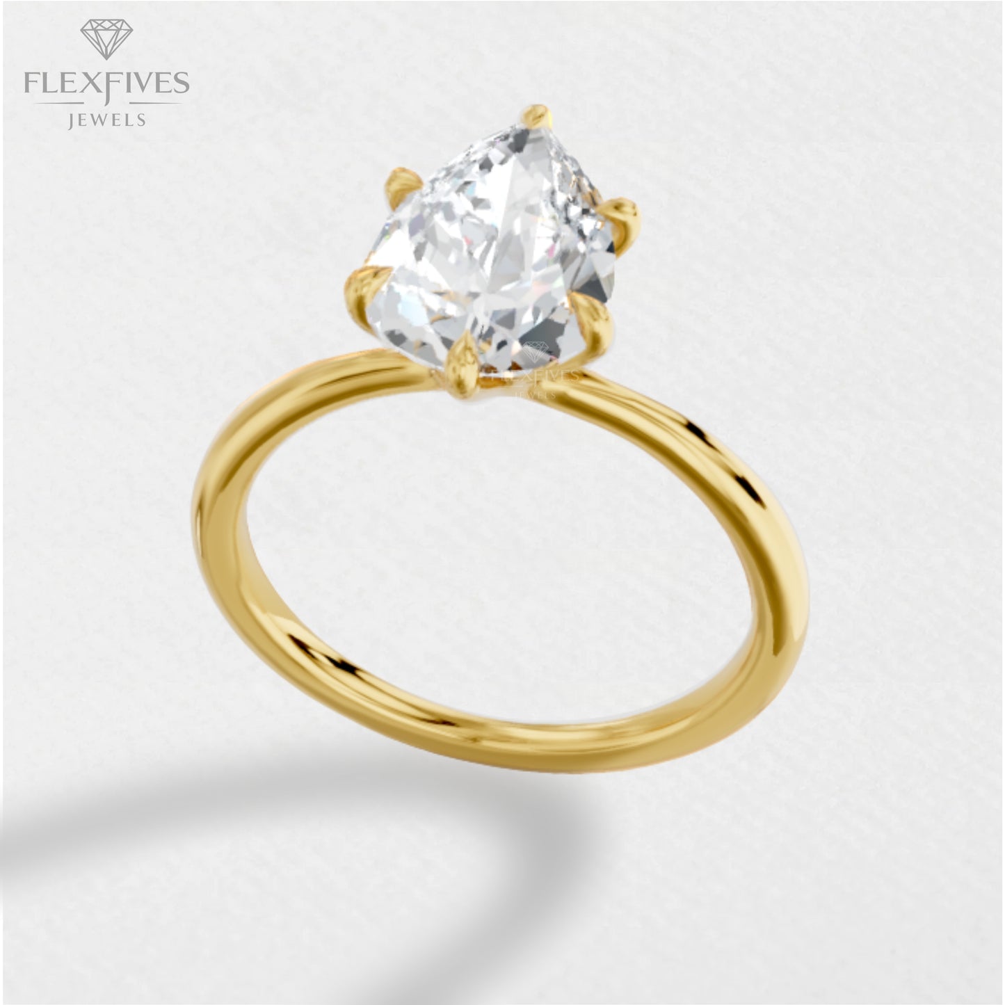 Pear Cut Moissanite Engagement Ring – 14K Solid Gold Solitaire Ring – Dainty Wedding Ring for Her Classic Bridal Jewelry, proposal Ring