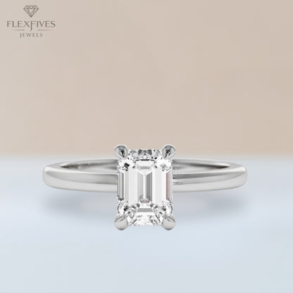 Emerald Cut Engagement Ring, 1.50 ctw 14k Gold Four Prong Setting Emerald Cut Moissanite  Diamond Engagement Ring, Solitaire, Esther