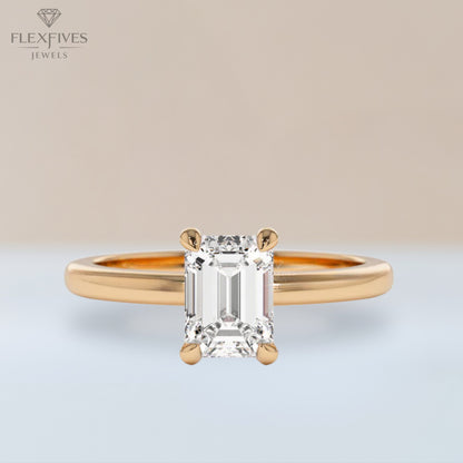 Emerald Cut Engagement Ring, 1.50 ctw 14k Gold Four Prong Setting Emerald Cut Moissanite  Diamond Engagement Ring, Solitaire, Esther