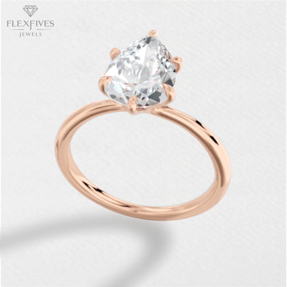 Pear Cut Moissanite Engagement Ring – 14K Solid Gold Solitaire Ring – Dainty Wedding Ring for Her Classic Bridal Jewelry, proposal Ring
