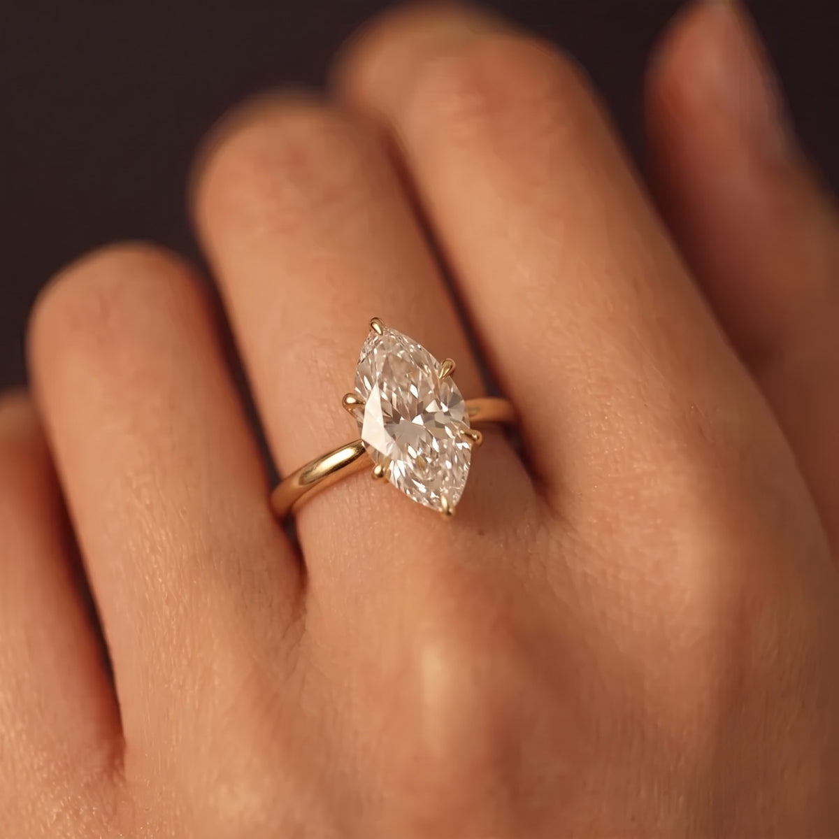 2 Ct - 3 Ct Marquise Ring with Hidden Halo | 14 KT Gold Solitaire Engagement Ring