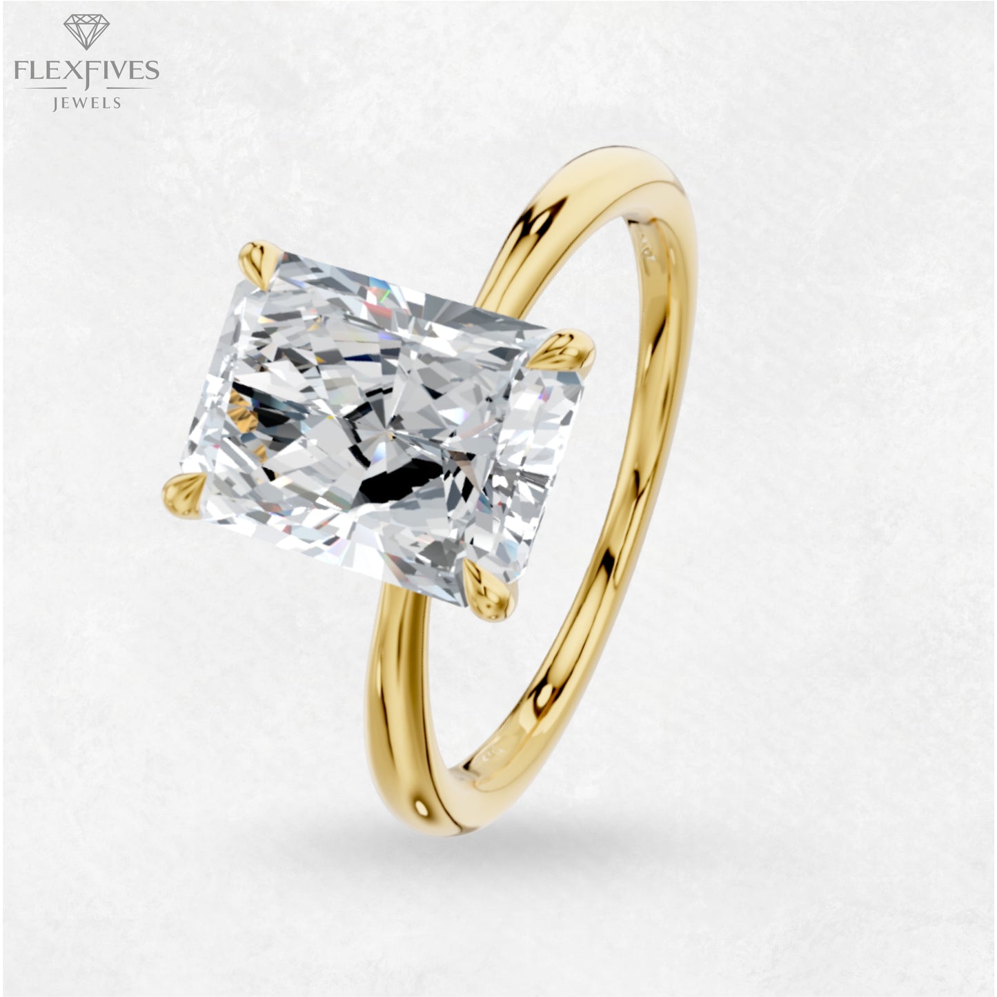 Radiant Cut Solitaire Moissanite Ring | 1.5 CT Approx | Solid Gold | Yellow, White, Rose Gold | Ethical Engagement Ring