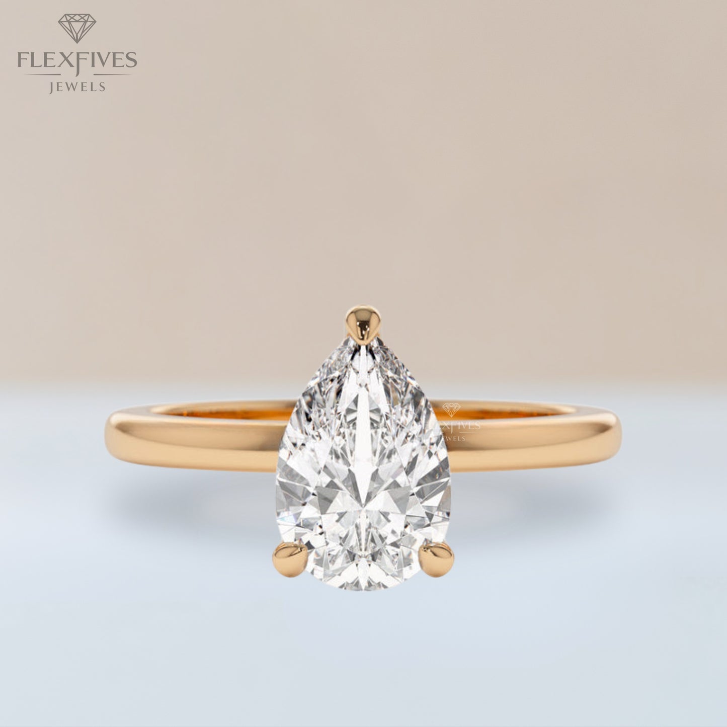 Pear Shape Engagement Ring, 1.50 ctw 14k Gold Prong Setting Pear Shaped Moissanite Diamond Engagement Ring, Proposal Ring, Gift