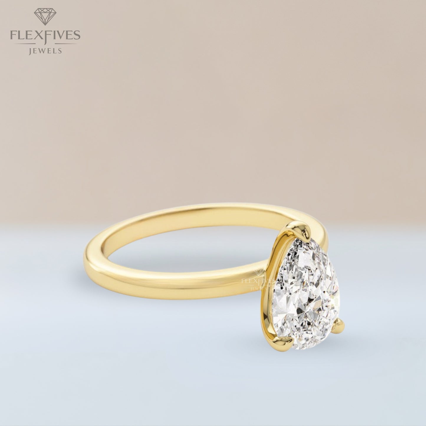 Pear Shape Engagement Ring, 1.50 ctw 14k Gold Prong Setting Pear Shaped Moissanite Diamond Engagement Ring, Proposal Ring, Gift