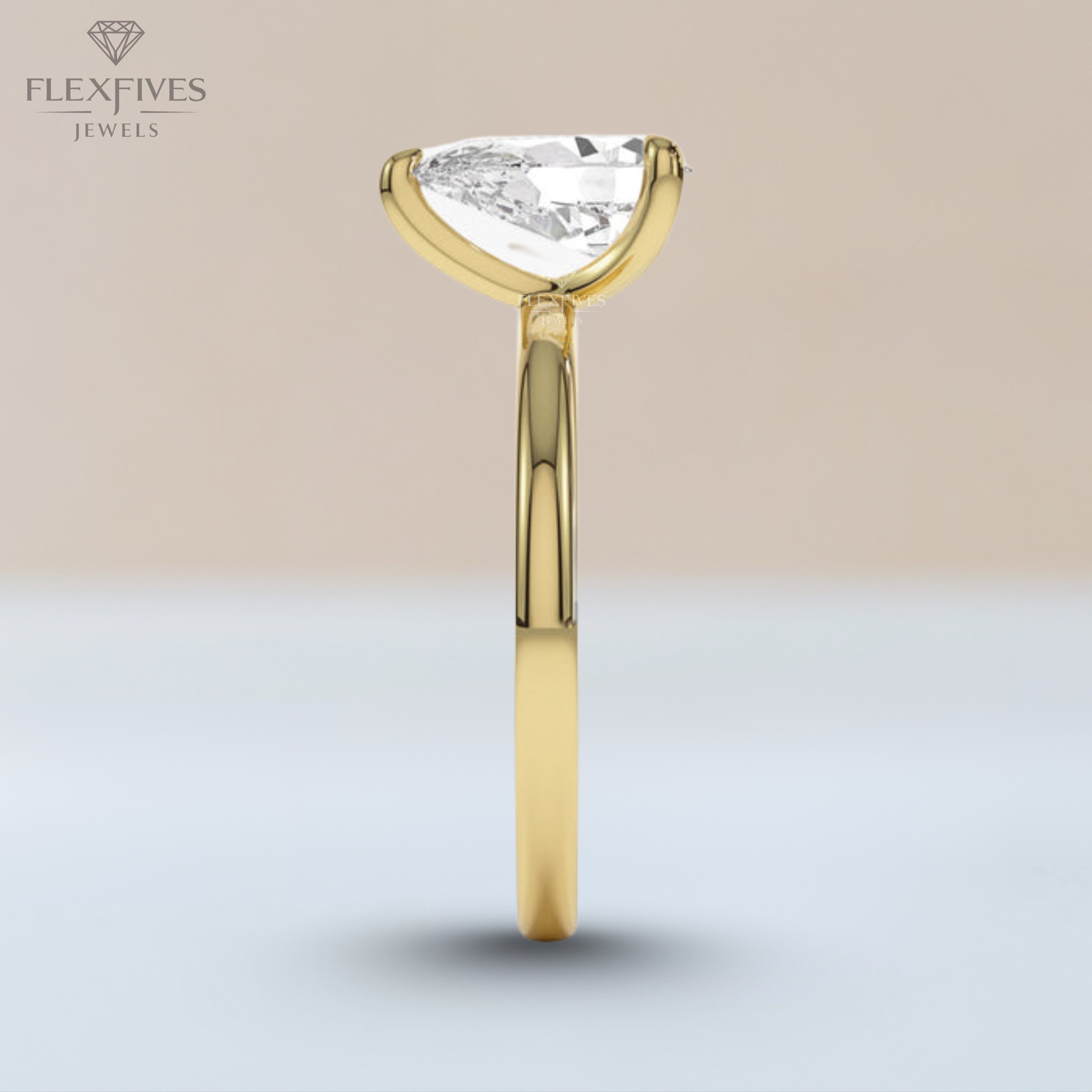 Pear Shape Engagement Ring, 1.50 ctw 14k Gold Prong Setting Pear Shaped Moissanite Diamond Engagement Ring, Proposal Ring, Gift