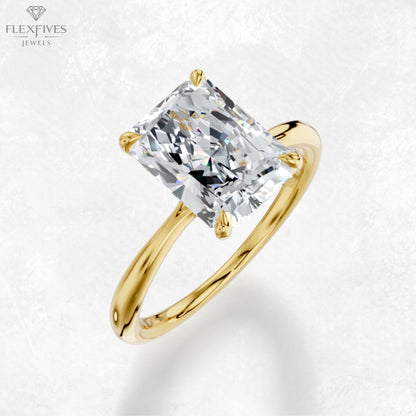 Radiant Cut Solitaire Moissanite Ring | 1.5 CT Approx | Solid Gold | Yellow, White, Rose Gold | Ethical Engagement Ring