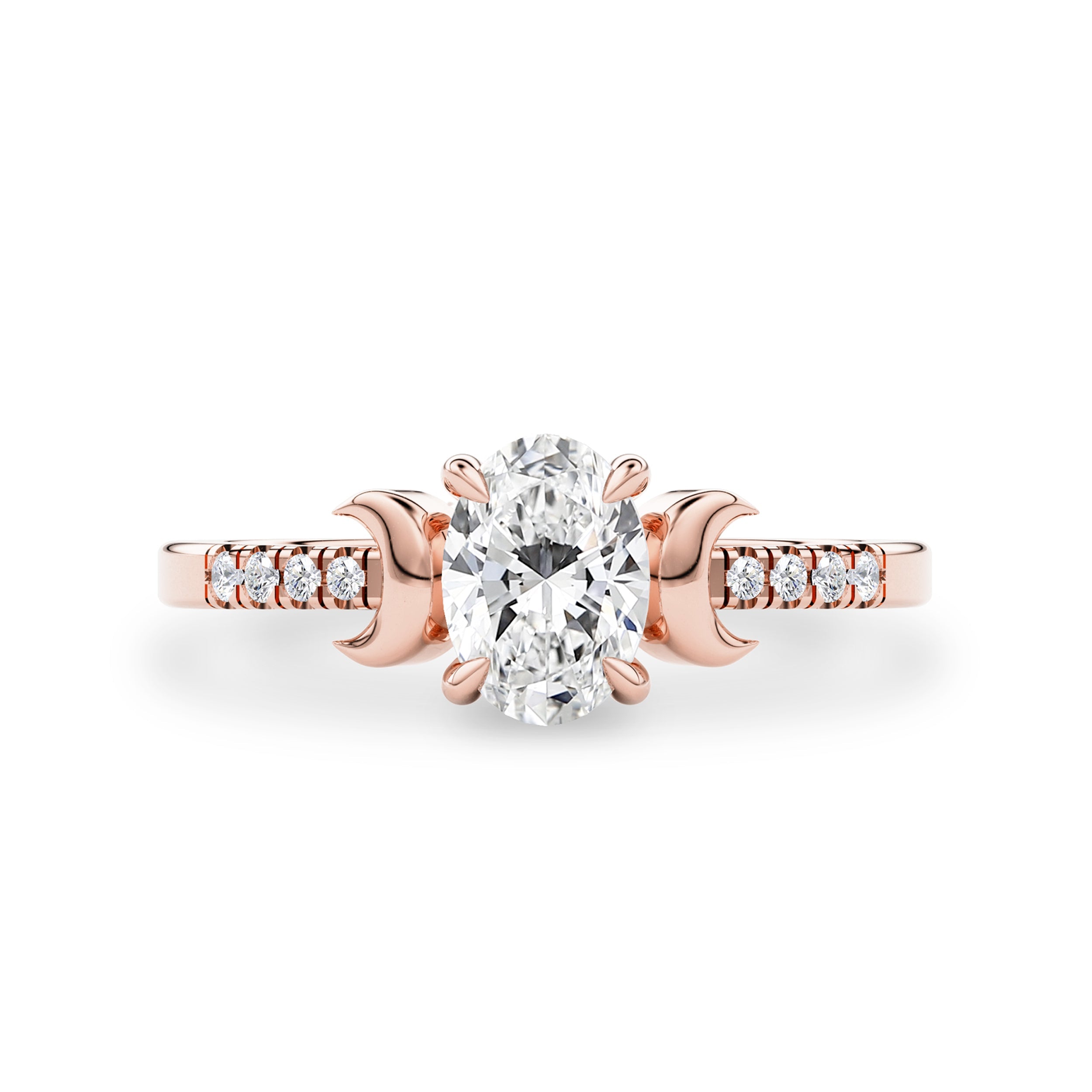 Whistler Moon Engagement Ring, Oval Brilliant With Pavé