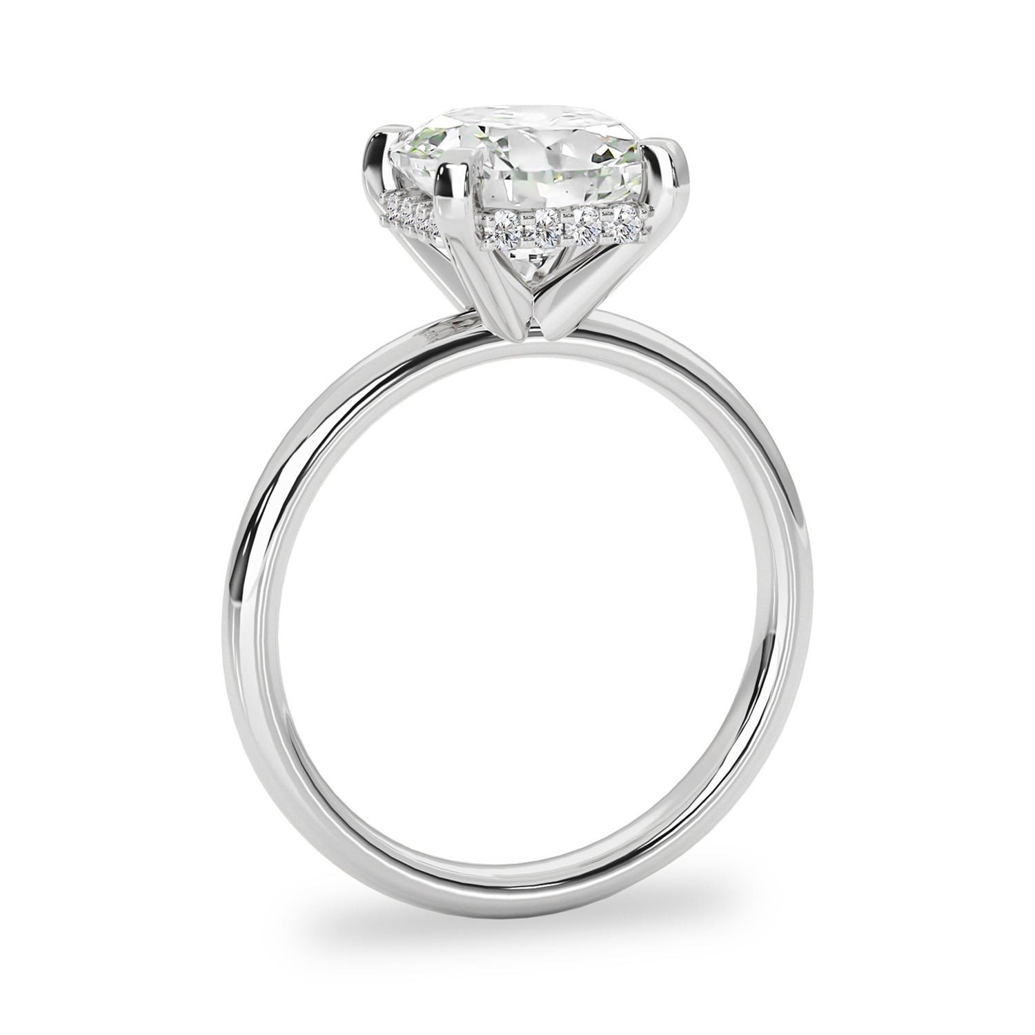 Peninsula Cushion Cut Hidden Halo Engagement Ring, Moissanite/Lab Grown Diamond