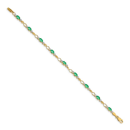 14K Solid Gold Diamond Green Tennis Bracelet