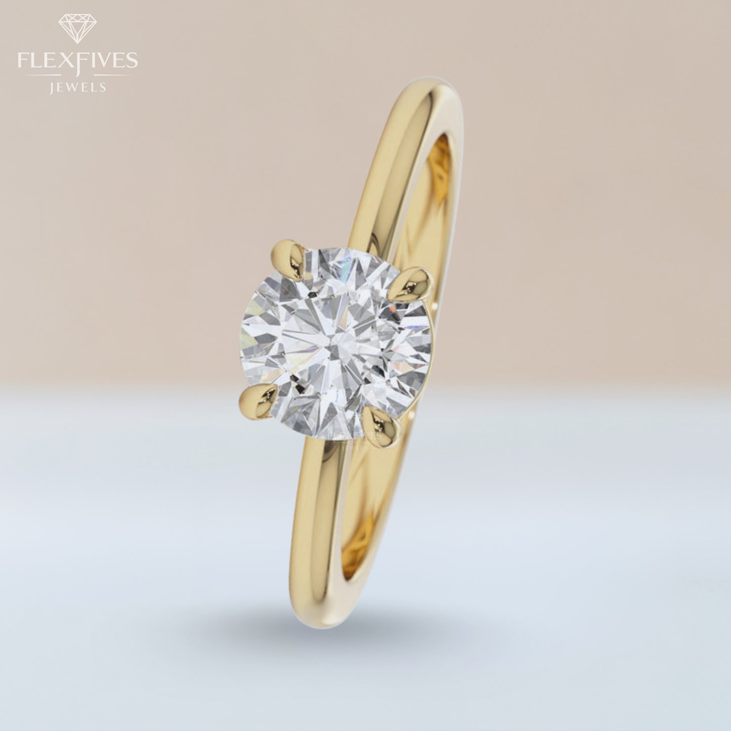 Round Cut Engagement Ring, 1.50 ctw 14k Gold Four Prong Setting Round Cut Moissanite Diamond Engagement Ring, Solitaire Ring