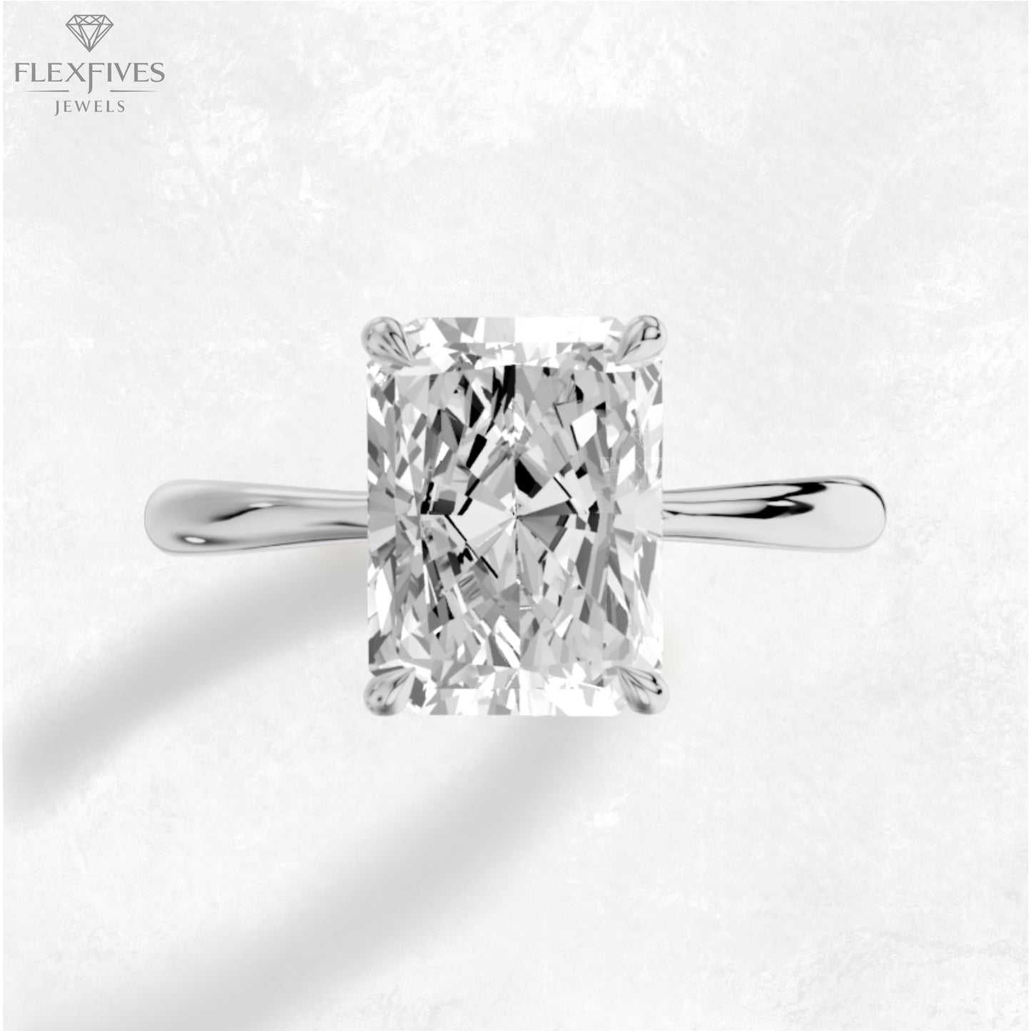Radiant Cut Solitaire Moissanite Ring | 1.5 CT Approx | Solid Gold | Yellow, White, Rose Gold | Ethical Engagement Ring