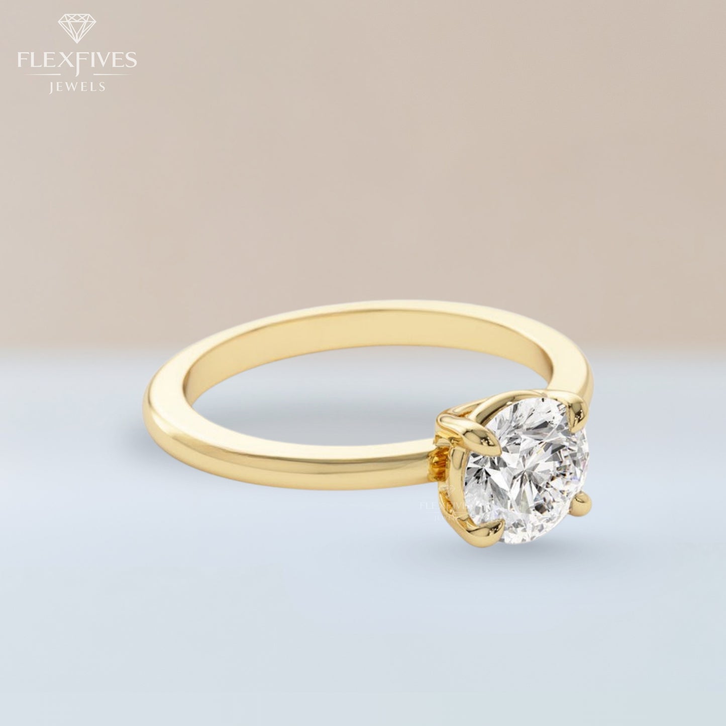 Round Cut Engagement Ring, 1.50 ctw 14k Gold Four Prong Setting Round Cut Moissanite Diamond Engagement Ring, Solitaire Ring