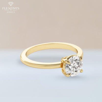 Round Cut Engagement Ring, 1.50 ctw 14k Gold Four Prong Setting Round Cut Moissanite Diamond Engagement Ring, Solitaire Ring