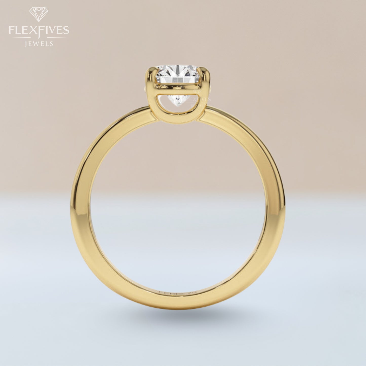 Round Cut Engagement Ring, 1.50 ctw 14k Gold Four Prong Setting Round Cut Moissanite Diamond Engagement Ring, Solitaire Ring