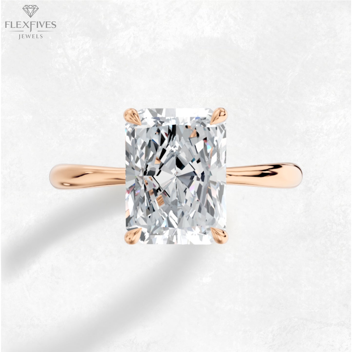 Radiant Cut Solitaire Moissanite Ring | 1.5 CT Approx | Solid Gold | Yellow, White, Rose Gold | Ethical Engagement Ring