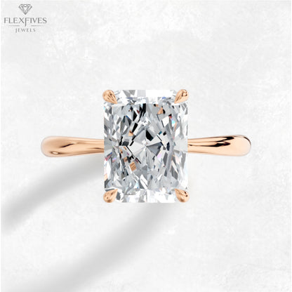 Radiant Cut Solitaire Moissanite Ring | 1.5 CT Approx | Solid Gold | Yellow, White, Rose Gold | Ethical Engagement Ring