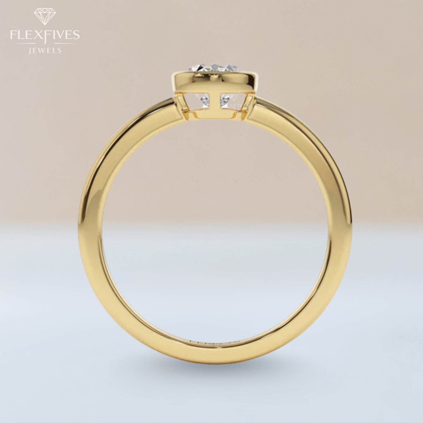 Oval Cut Bezel Engagement Ring, 1.50 ctw 14k Gold Bezel Oval Cut Moissanite Diamond Engagement Ring, Solitaire Ring