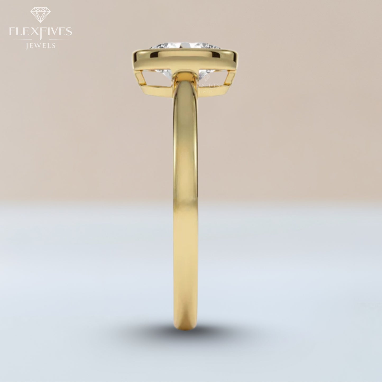 Oval Cut Bezel Engagement Ring, 1.50 ctw 14k Gold Bezel Oval Cut Moissanite Diamond Engagement Ring, Solitaire Ring