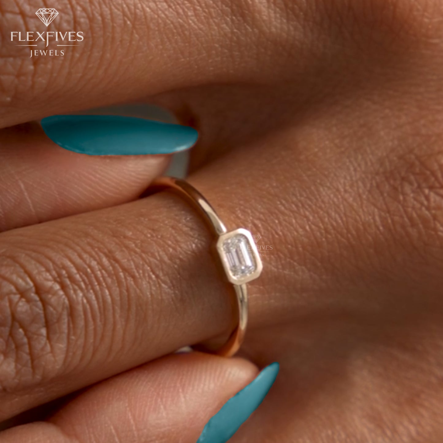 Emerald Cut Bezel Engagement Ring, 1.50 ctw 14k Gold Bezel Emerald Cut Moissanite Diamond Engagement Ring, Solitaire Ring